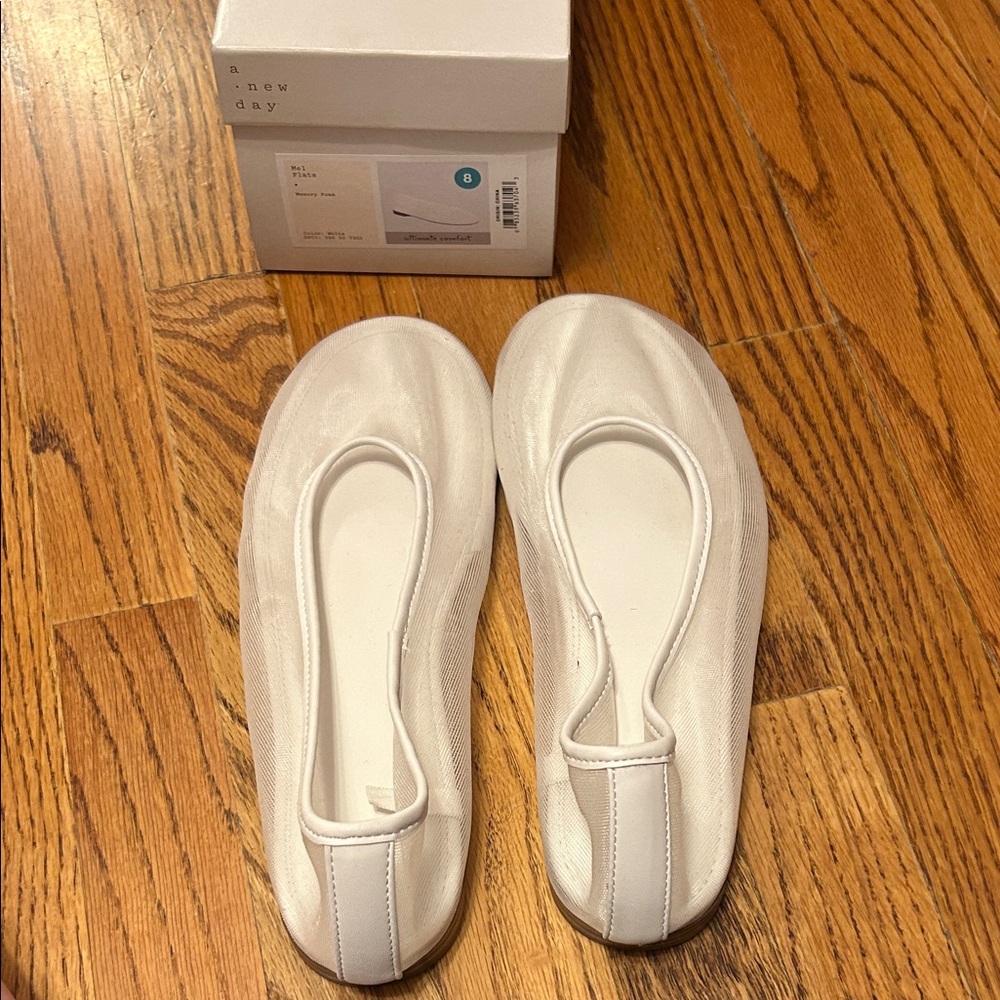 a new day White Slip-On Ballet Flats never worn outside the house